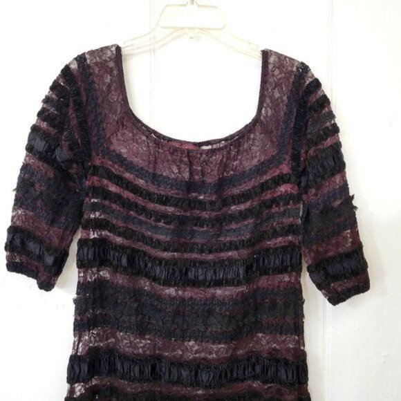 Liz Potter for Jeannie and Elizabeth Brown and Black Lace Maxi Dress - Picture 5 of 8